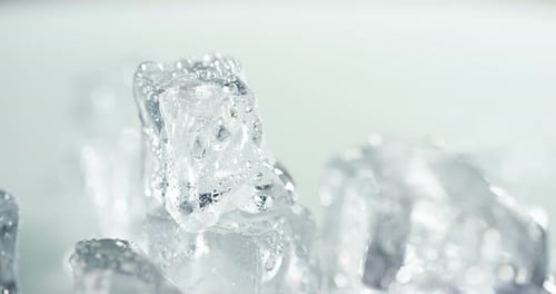 Close Up of Ice Cubes with Water Droplets