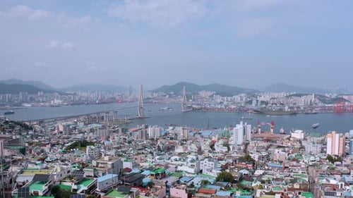 Aerial view of Busan city, South Korea
