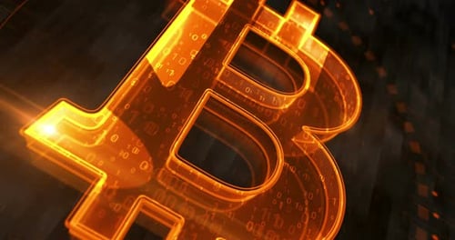 Bitcoin blockchain crypto currency symbol 3d digital concept