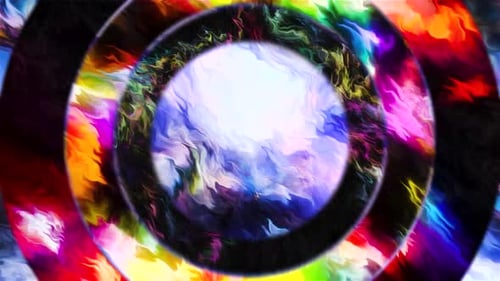 Colorful animation with pulsating rings for attention