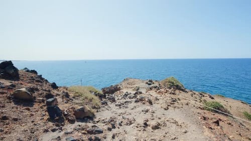 The Aegean Sea, Greece, seen from a rocky cliff