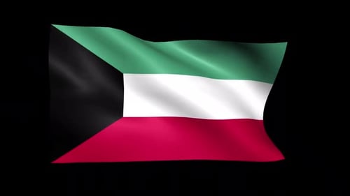 Kuwait National Flag Waving Loop with Alpha Channel