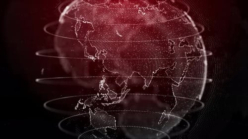 Futuristic Digital Dotted Globe with Rotating Rings Background