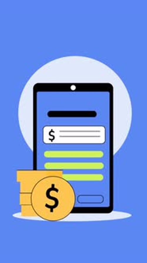 Flat Design Digital Money Transaction with Smartphone Illustration