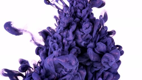 Ink Nebula Dark Blue and Black Watercolors Mix in Water Evoking a Cosmic Abstract on a White