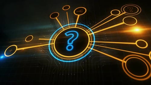 Futuristic Question Mark Network Data Flow Animation