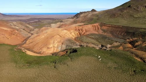 Aerial view of Trolladyngja mountain, Iceland.