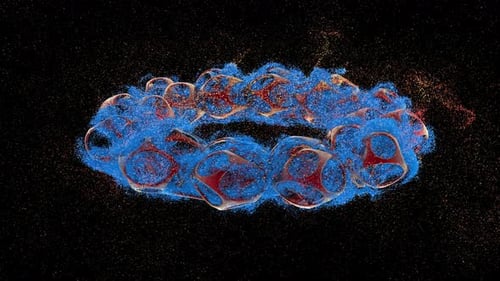 Fluid Particle Swirl Around Abstract Geometric Ring