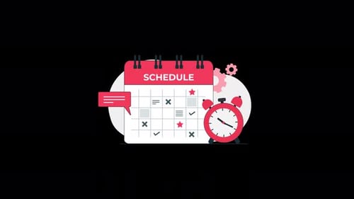 Calendar with Clock. Scheduled Appointment Time Concept Animation Video - Transparent