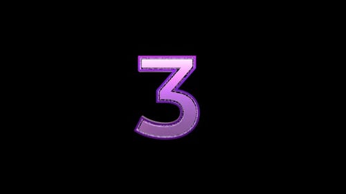 Elegant 3D Number Countdown with Purple Gradient