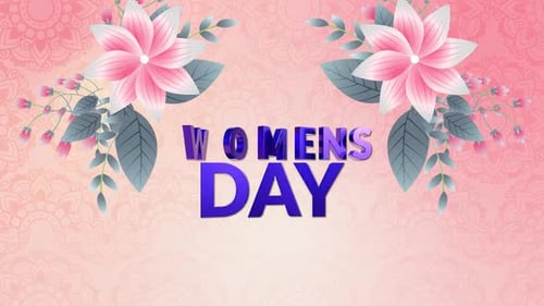 Animated Women's Day Title with Decorative Floral Background