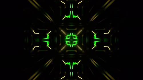 Green And Yellow Impressive Neon Abstract Tunnel Background Vj Loop In 4K