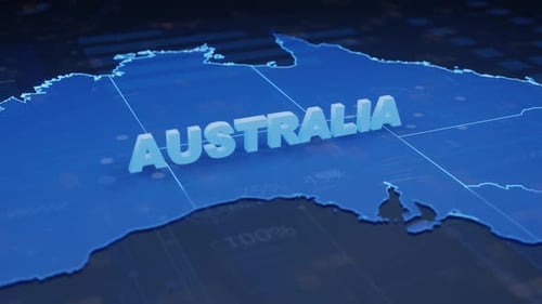 Futuristic Digital Map of Australia with Data Overlay