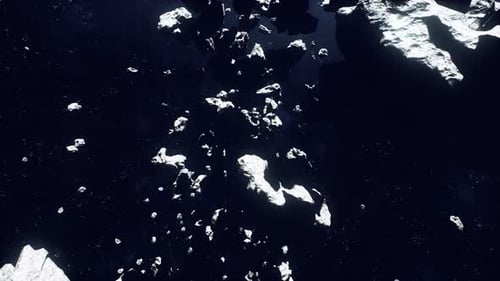 Realistic Asteroids Floating Through Dark Space Background