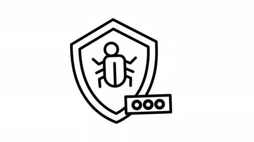 Animated Cyber Security Shield with Bug and Password Icon