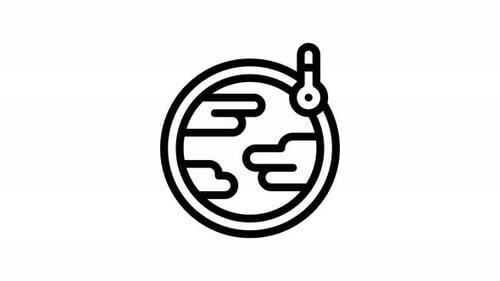 Animated Earth Climate Icon with Thermometer