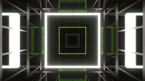 White And Light Green Mirror Abstract Fantasy Neon Space Background Vj Loop In 4K