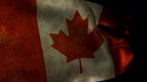 Distressed Canadian Flag Waving Animation