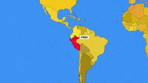 Flat Design World Map Locator Animation for Peru