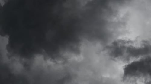 clouds and thunder lightnings and storm in dark sky 4k.