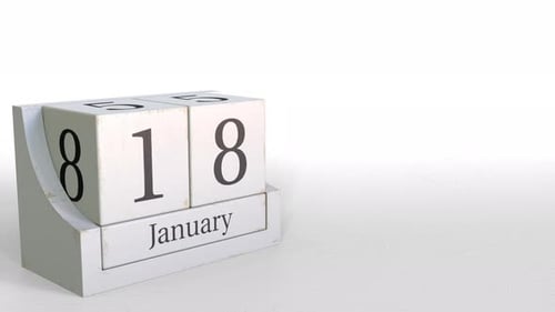 January 18 Date on Retro Blocks Calendar
