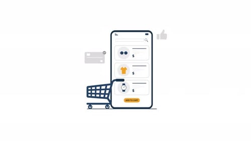 Flat Design Animation of Online Shopping Mobile Application