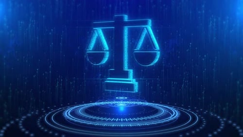 Justice Text Cyberspace Future Digital Technology Hologram Concept