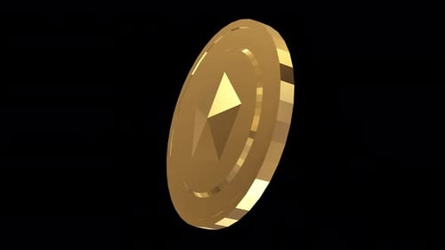 Abstract 3D animation gold coin rotating loop