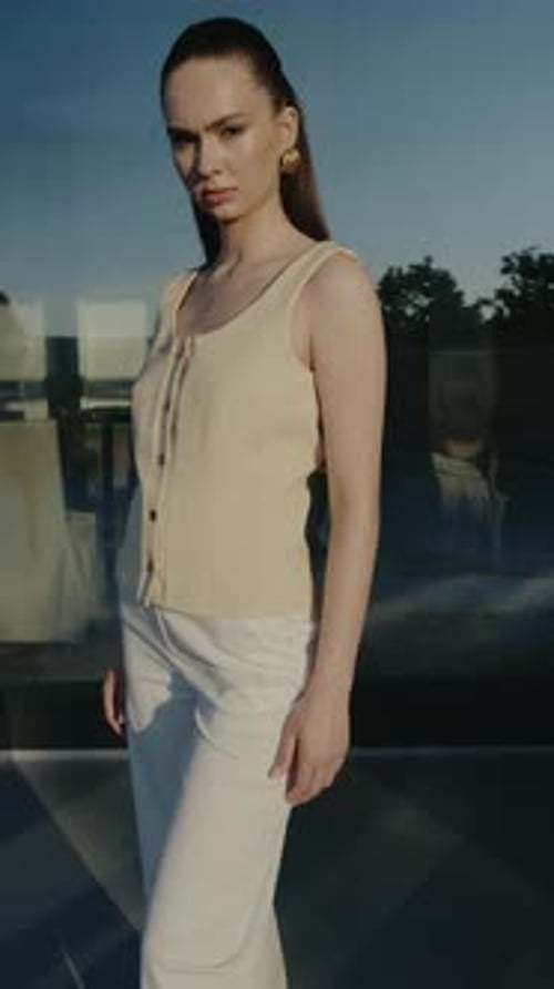 Stylish Woman Posing in Urban Fashion