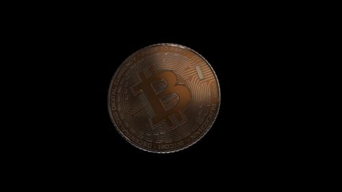 Eine Bitcoin-Metallmünze Alpha Channel V004