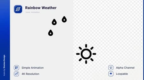Flat Design Animated Weather Icons with Alpha Channel