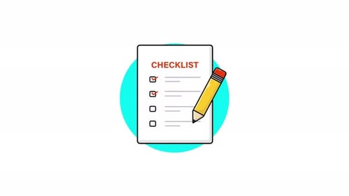 Animated Checklist with Pencil Marking Completed Tasks