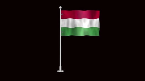 Realistic Hungary Flag Waving on Transparent Background