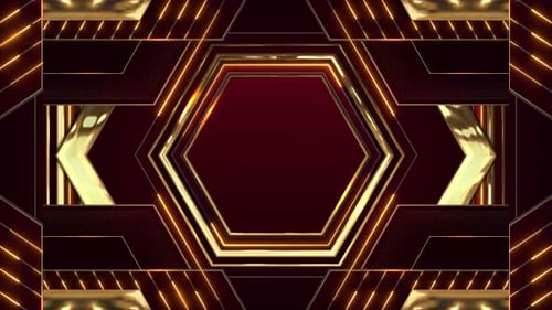 Dynamic Golden Hexagon Frame and Glowing Geometric Background