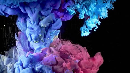 Abstract Colorful Paint Diffusion on Black Background