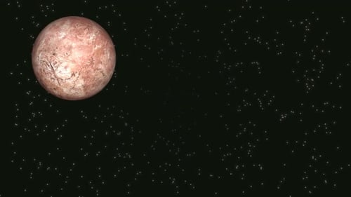 Fictional MAKEMAKE planet Rotating on space or galaxy and stars milky way, Animation of planet. 1848