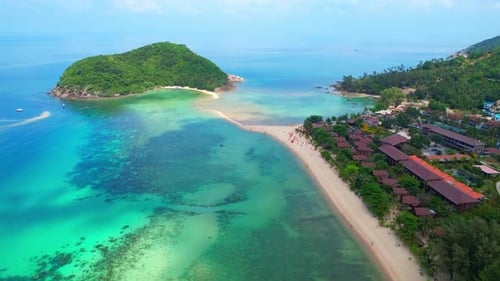 Tropical island and sandbar with stunning white sandy beaches