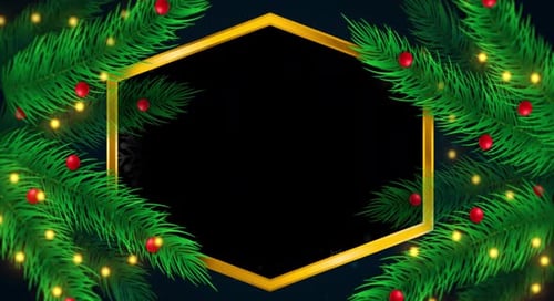 Festive Christmas Frame with Ornaments and Lights