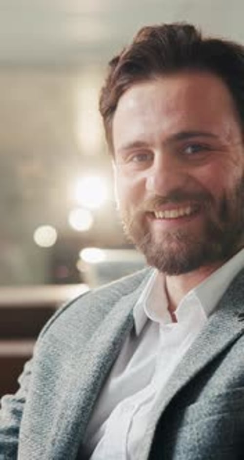 Happy, businessman and face with confidence in office for corporate ambition or career opportunity