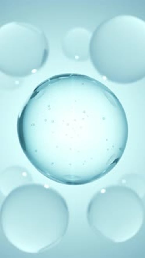 Translucent Water Bubble Sphere Animation with Tiny Bubbles