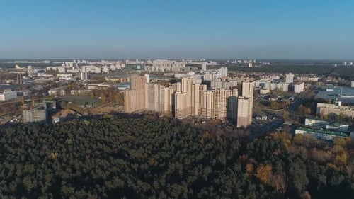 Panorama From Height View of Residential Complex Under Construction Aerial View