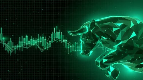 Futuristic Green Bull Market Background