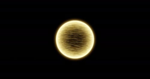 Looped Shining Detailed Golden Magic Orb Against Black Background