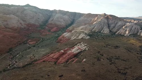 Scenic Landscape of Snow Canyon State Park, Utah USA. Drone Aerial View of Rock Formations Above