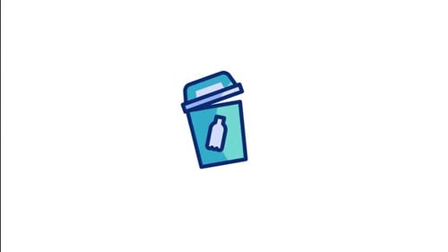 Animated Flat Design Recycling Bin Closing Icon