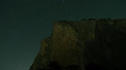 Der majestätische Nachthimmel Eine faszinierende Sternenschau über einem ruhigen Berggipfel