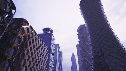Cluster of Buildings in Futuristic City