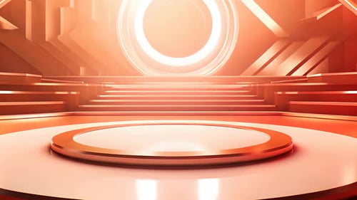 Glowing Futuristic Virtual Stage Background for Presentations
