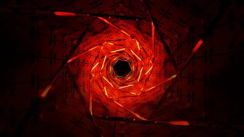 sci-fi red light metallic spiral cyclic tunnel background vj loop