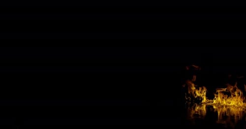 Ignite Collection: Fire waves float and sway in water as seen from front on a dark background, shot